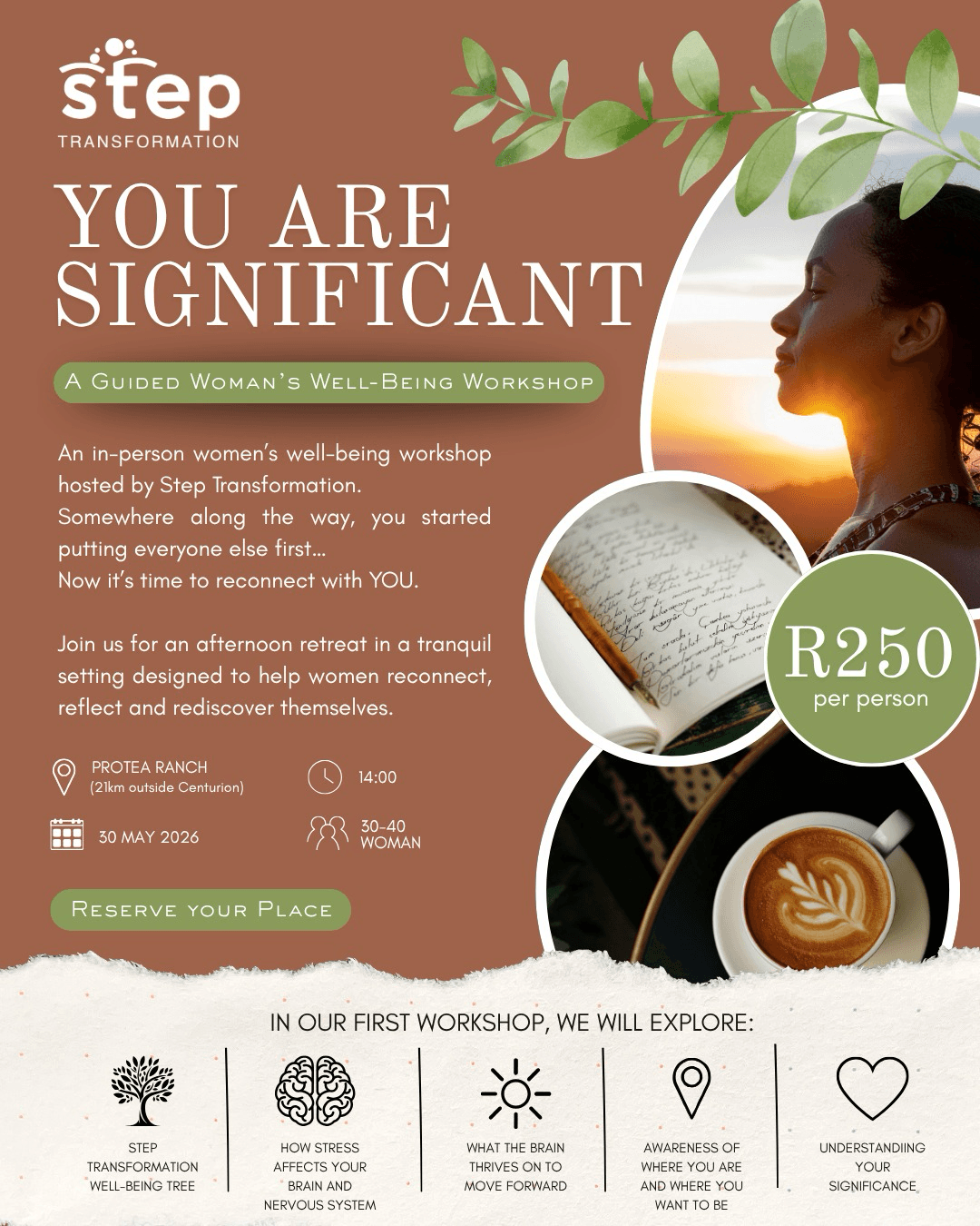 You Are Significant — A Guided Women's Well-Being Workshop poster, hosted by Step Transformation